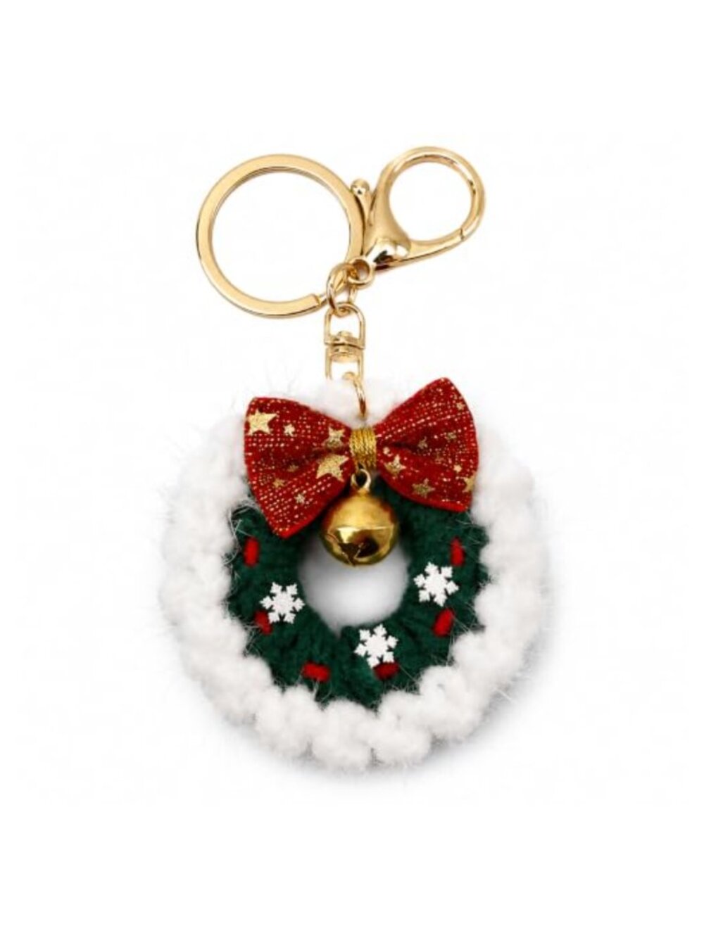 Velvet Christmas Wreath Keychain Bag Charm with Bell